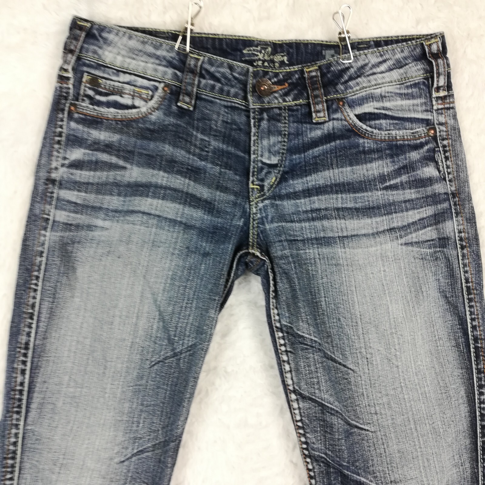 Silver Jeans Womens Twisted Flare Boot Cut Denim Blue Stone Wash Short 30