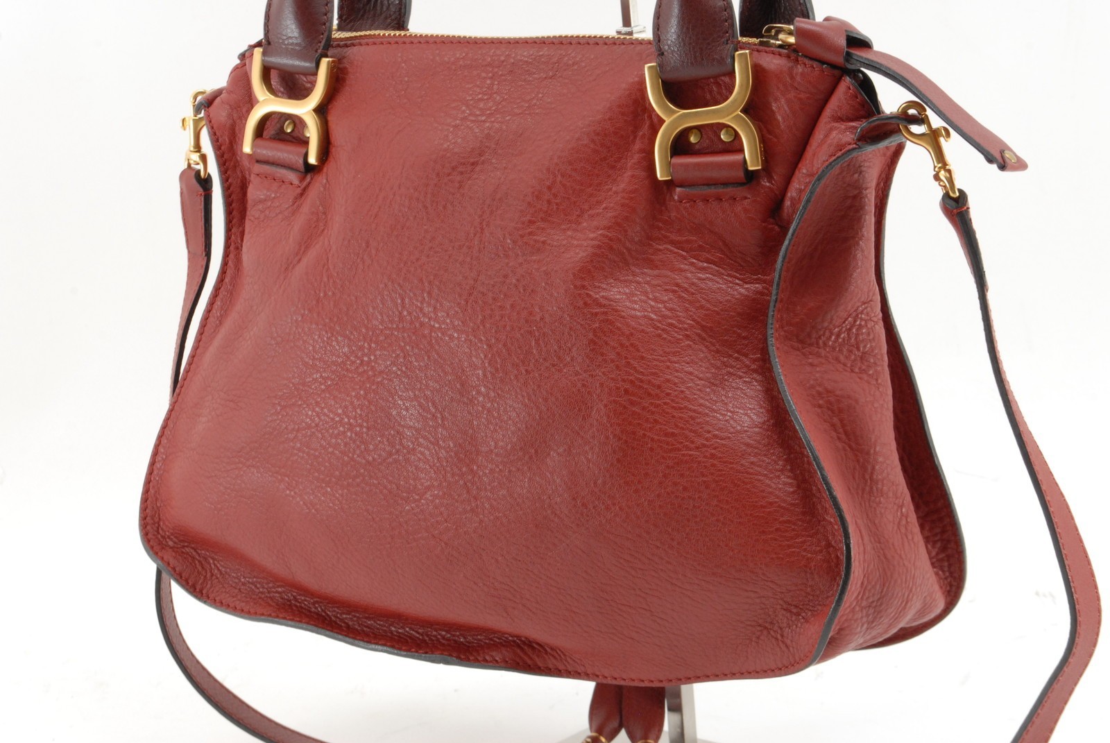Chloe Marcie Shoulder Hand Bag Leather Red