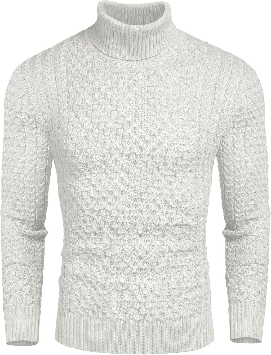 Coofandy Sweater Soft Solid Mens Slim Fit Turtleneck Casual Knitted Twisted