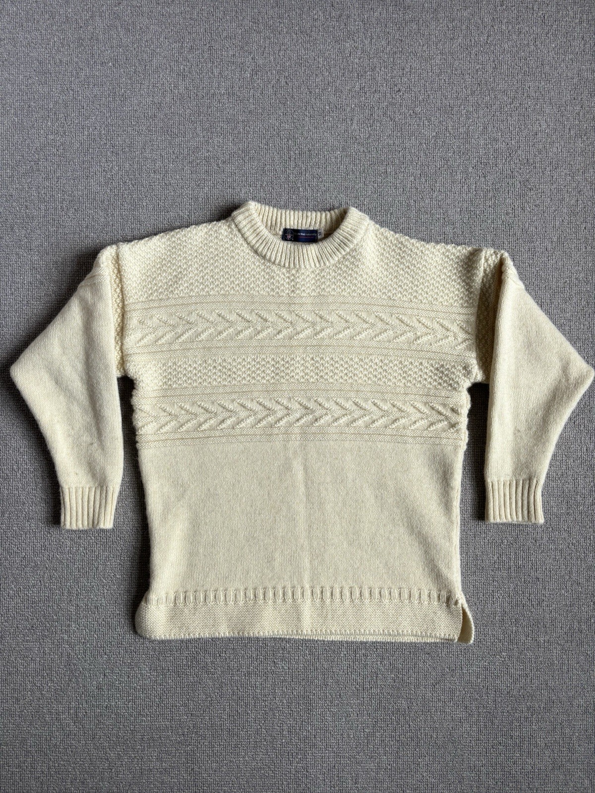 Traditional Guernsey British Wool Naturally Fisherman Jumper Ivory Gansey M