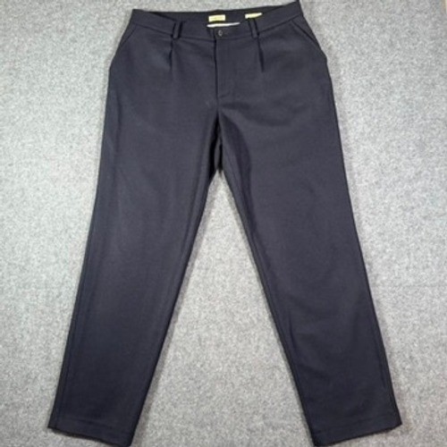 De Bonne Facture Navy Wool Flannel Pleated Trousers France Size 52 IT US 36×32