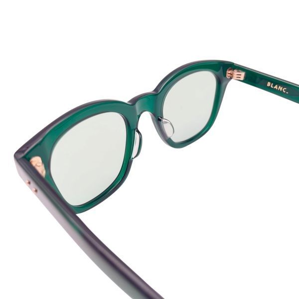 BLANC B0014 Clear Green Acetate Square Wellington Sunglasses Unisex 5.5in (11.6i