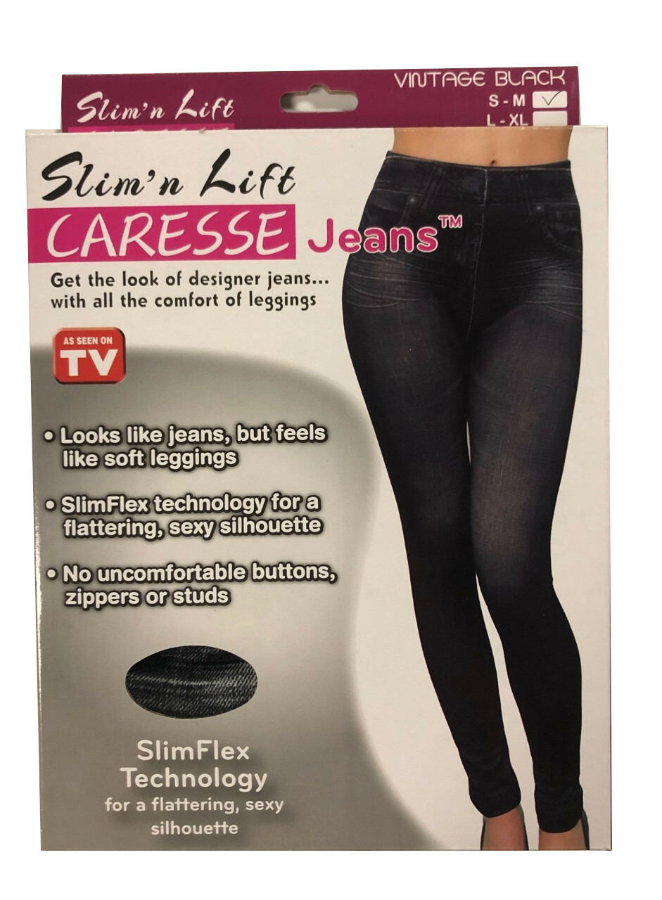 As Seen On TV Slim Lift Caresse Jeans Women’s Clothing Comfort Legging Black S-M