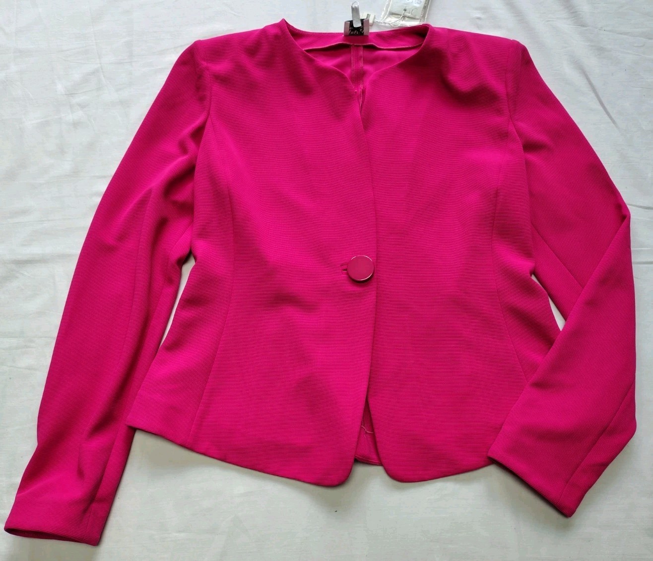 Armani Collezioni Hot Pink Ribbed Blazer Jacket Made in Italy Size IT 46 UK 14
