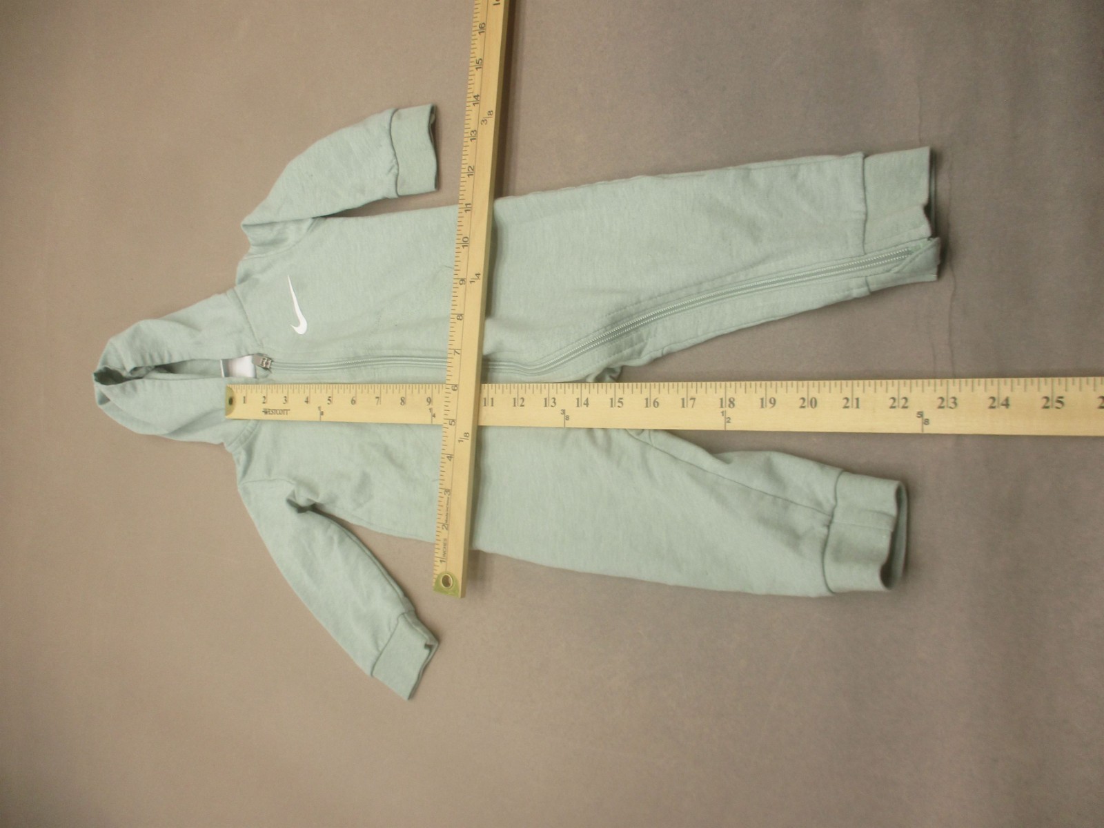 Nike Size 12m (74-80cm) Baby Gray Cotton Blend Hooded Full Zip Jumpsuit 451