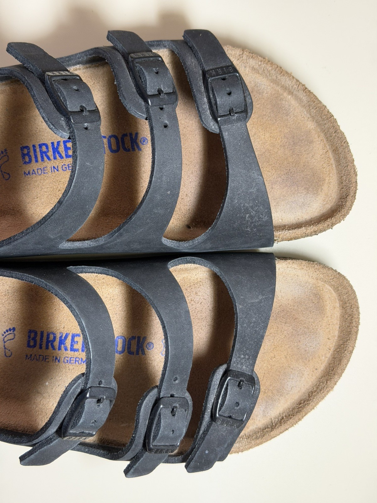 Birkenstock Florida Black Leather Sandals EU 39 Soft Regular Fit READ EXCELLENT