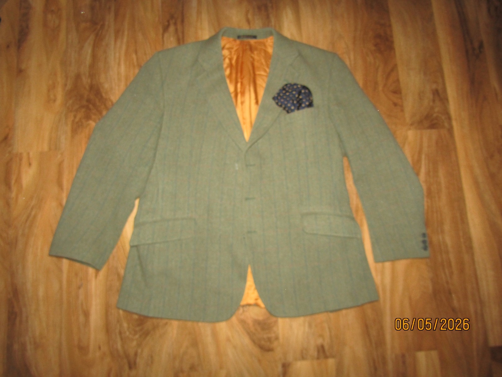Original BLADEN SUPASAX 100% LAMBSWOOL windowpane GREEN TWEED JACKET UK 48R
