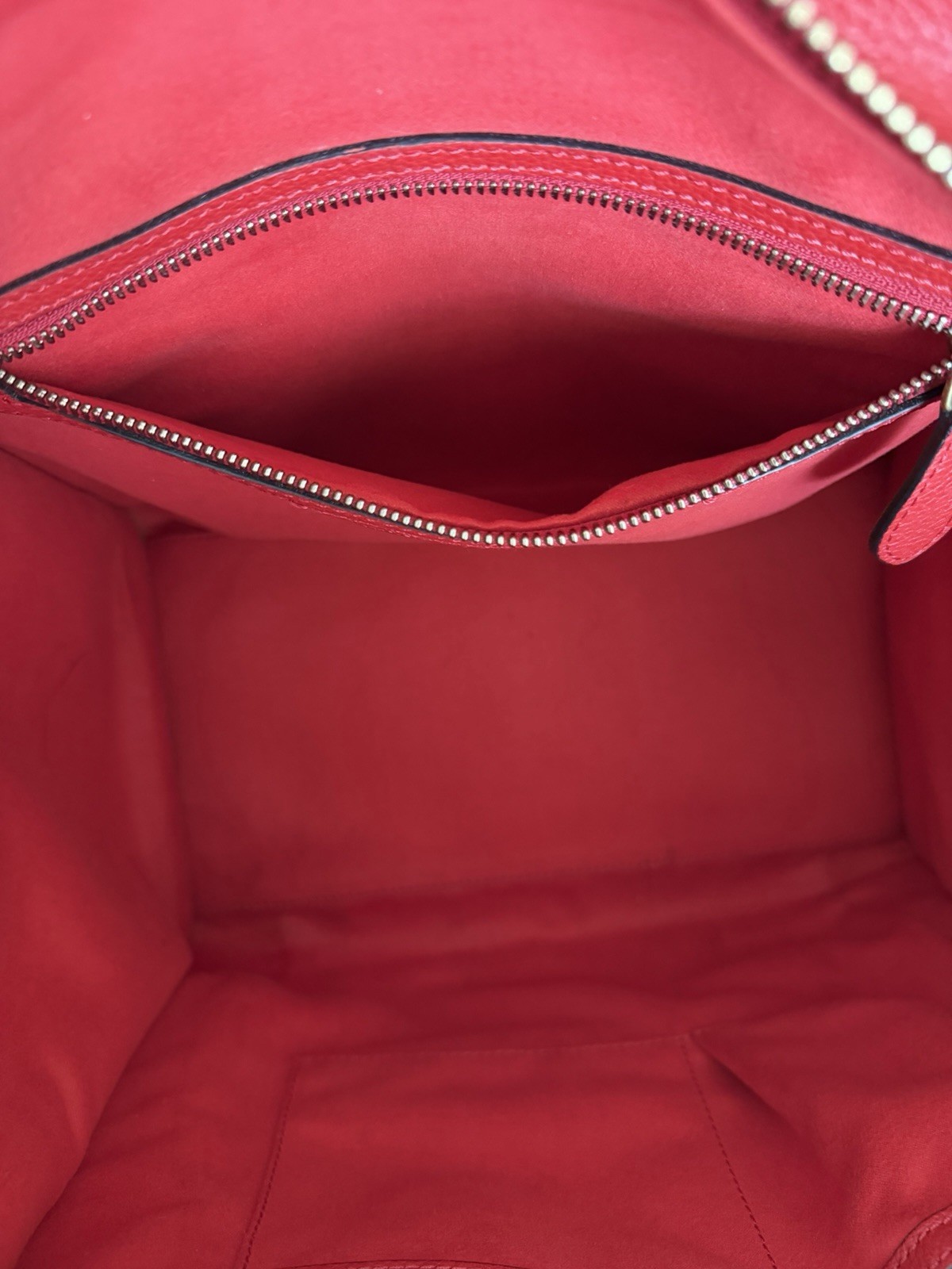 Authentic Celine luggage Tote bag Red Calf Skin