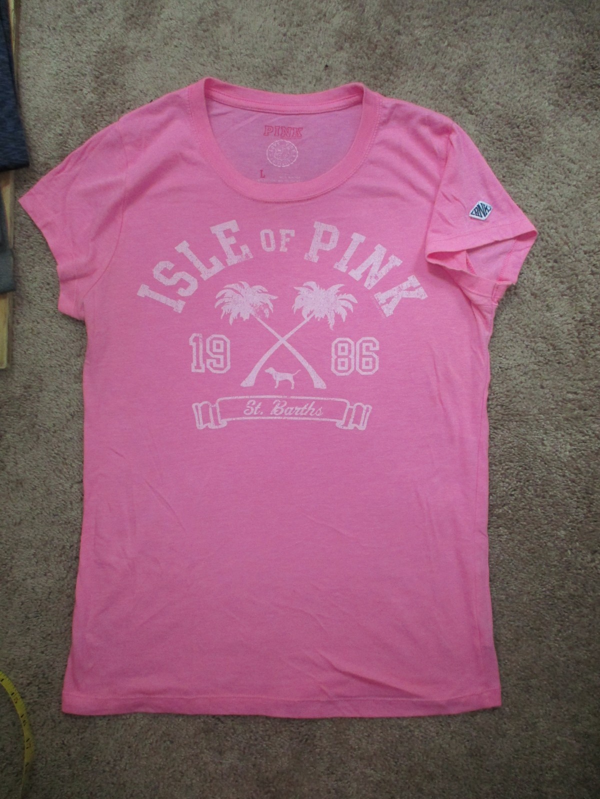 Victoria’s Secret PINK Pink Tee Shirt Top Women’s Jr’s L 36″ Across Chest