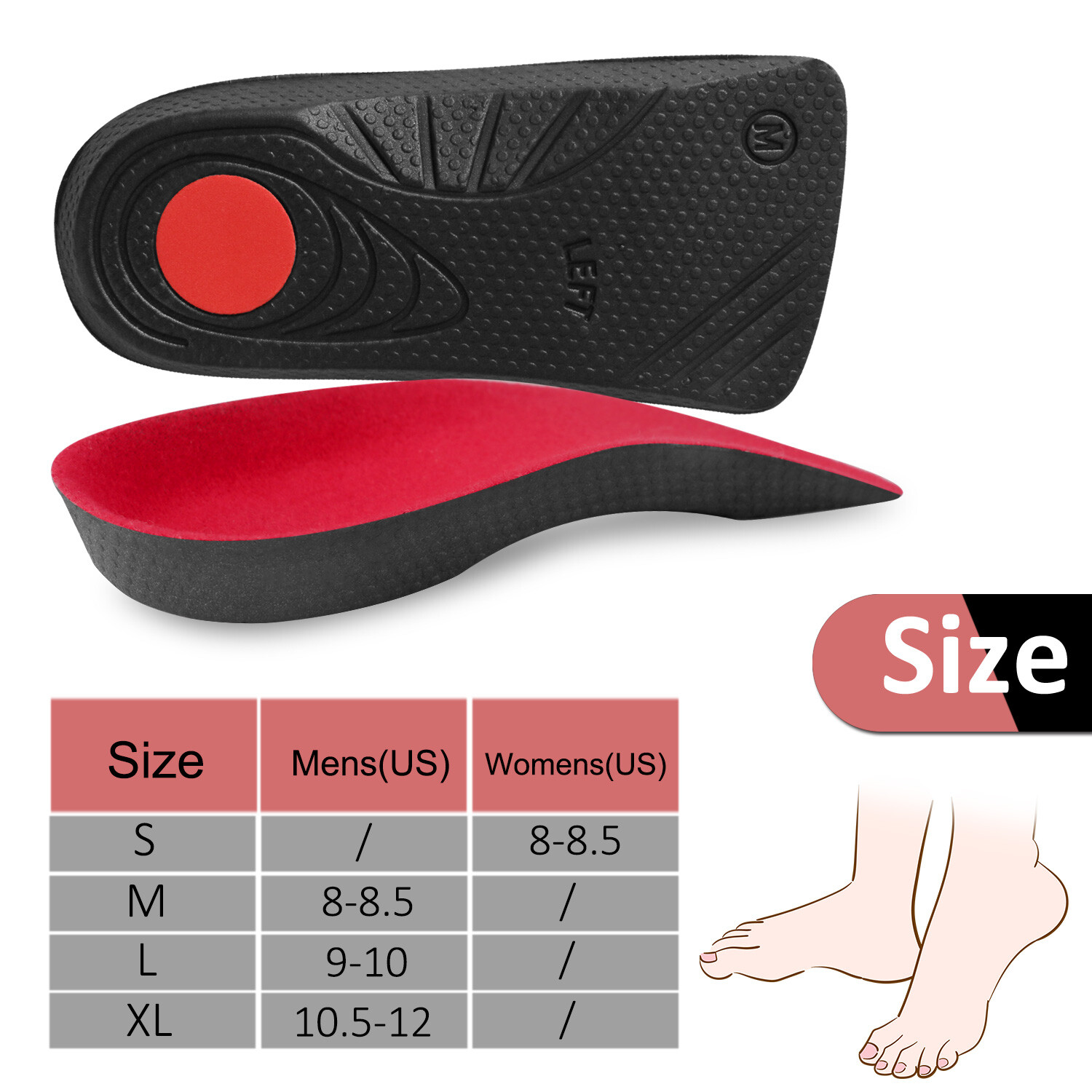 Arch Cushion Plantar Orthotic Insoles Half Cushion Athletic Socks Relieve Planta