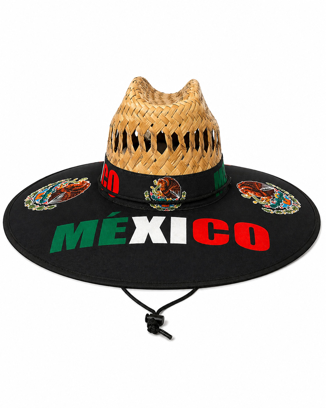Men’s Wide Brim Straw Lifeguard Beach Hat, Various Patterns, 16.5″ Brim, Outdoor