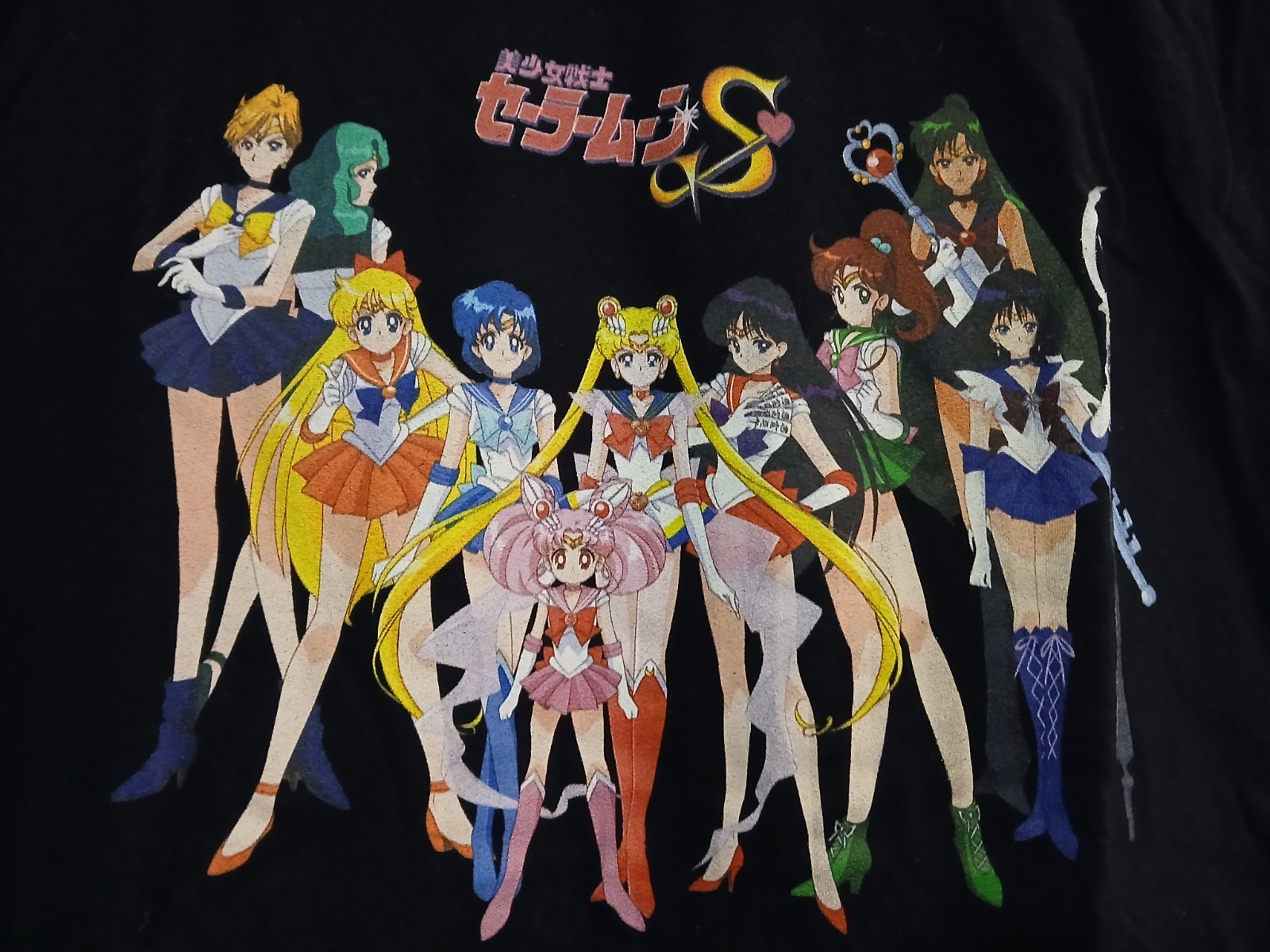 Sailor Moon-S Anime Graphic Black Cotton Short Sleeve T-Shirt Large