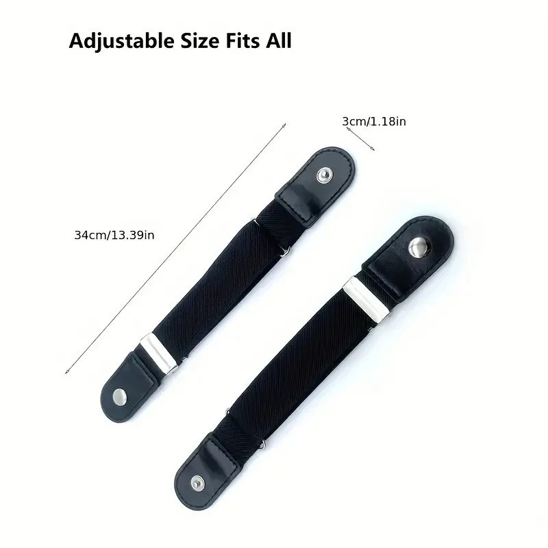 2 Pack No Buckle Elastic Belt Invisible Loop Belt for Jeans Pants