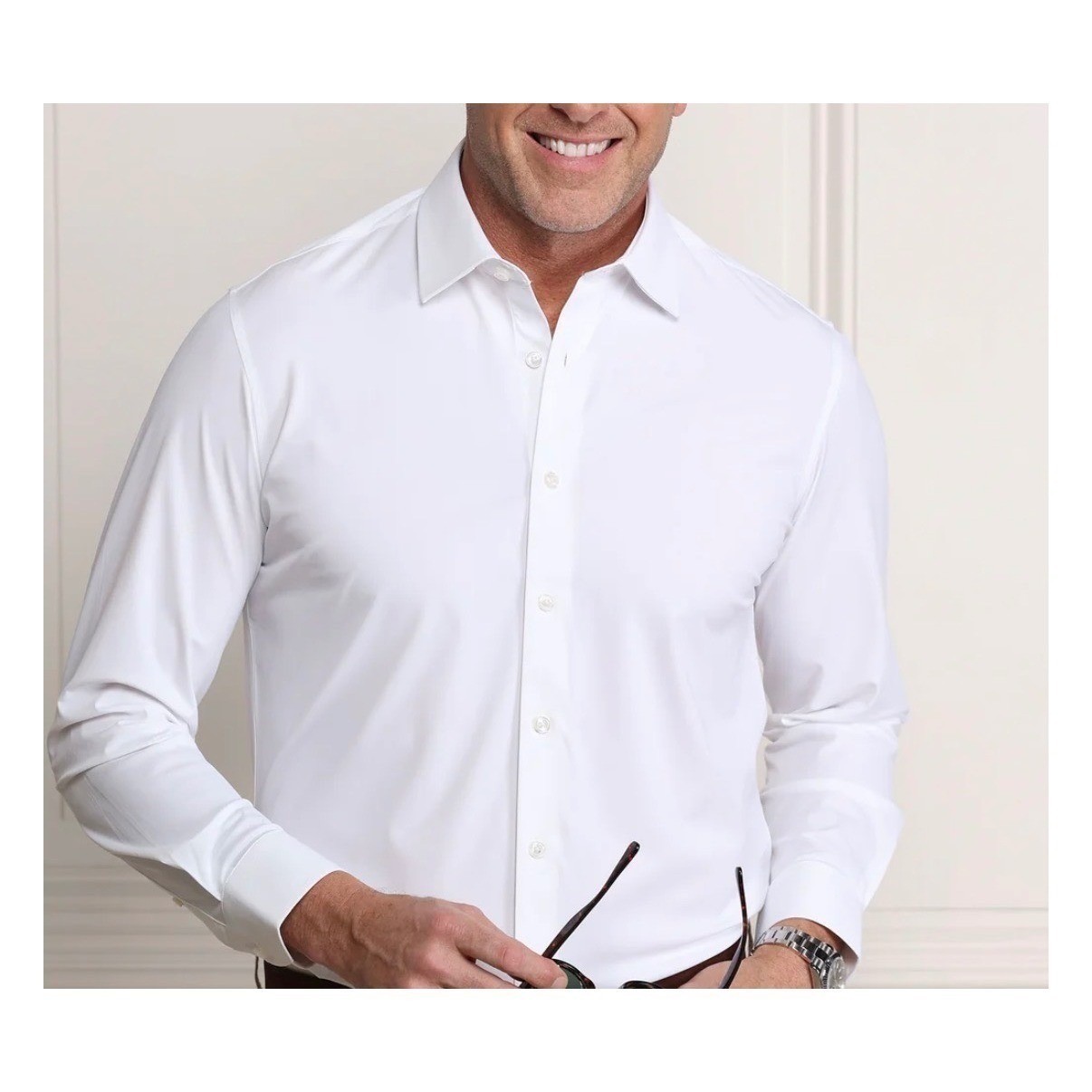 Collars & Co Mens Size Medium Apex Performance Dress Shirt White Long Sleeve