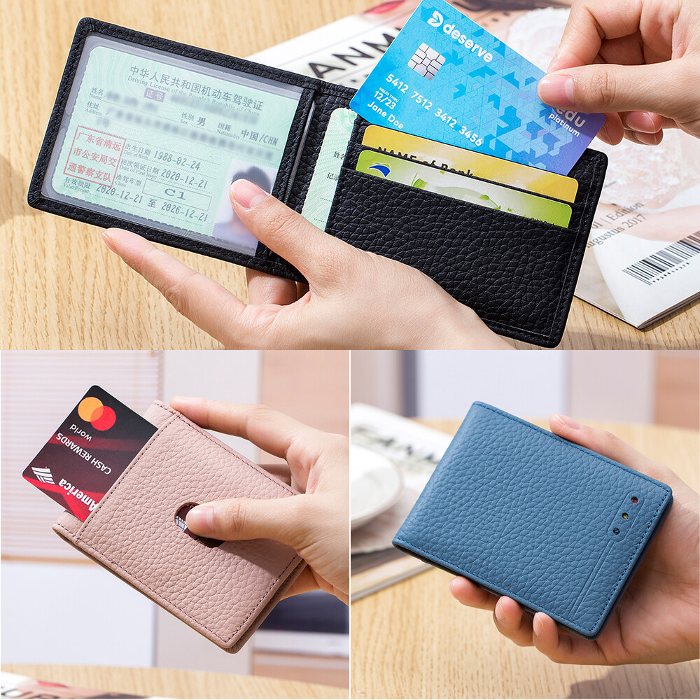 Slim Thin Leather Credit Card ID Mini Wallet Holder Bifold Driver’s License Safe