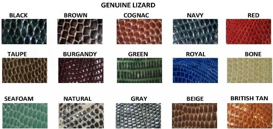 GENUINE LIZARD BELTS TAPERED 1-1/4″ TO 1″, 15 COLORS 11 SIZES, MADE IN U.S.A.