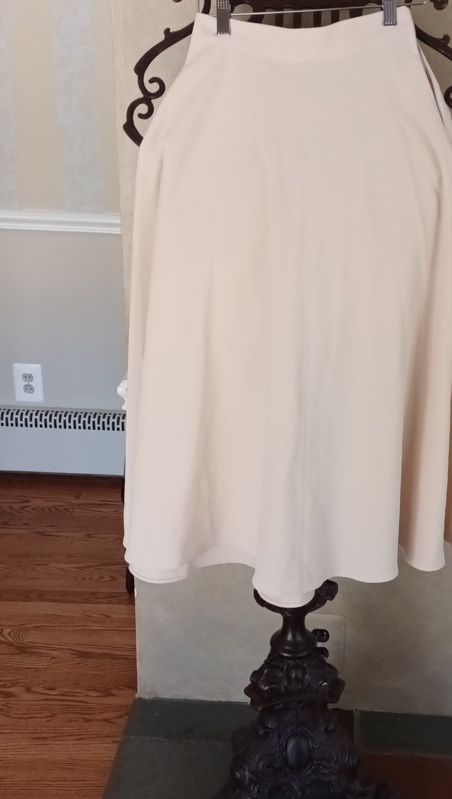 Cream A-Line Midi Skirt, Dry Clean or Hand Wash, Made in Korea
