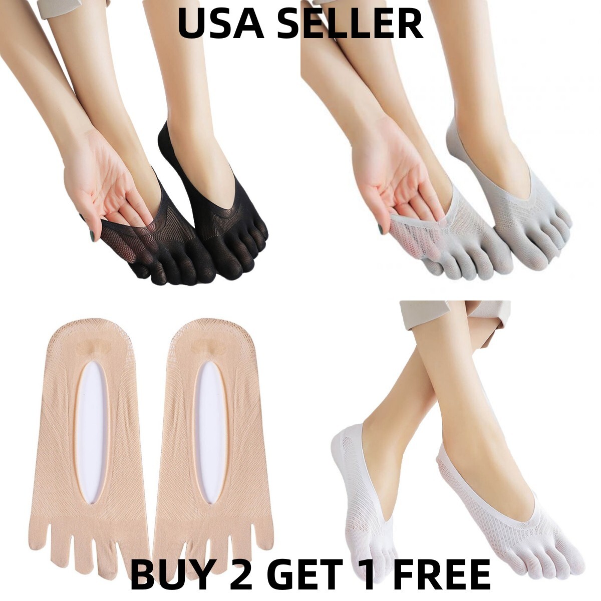 1-6 Pairs Mens Womens No Show Invisible Nonslip Boat Cotton Low Cut TOE Socks