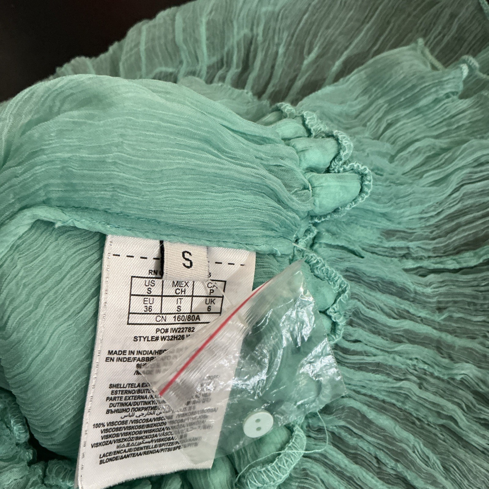 Guess Ombré Aqua &White Long Sleeve Ultra Sheer Crochet Detail Tunic – Size Sm