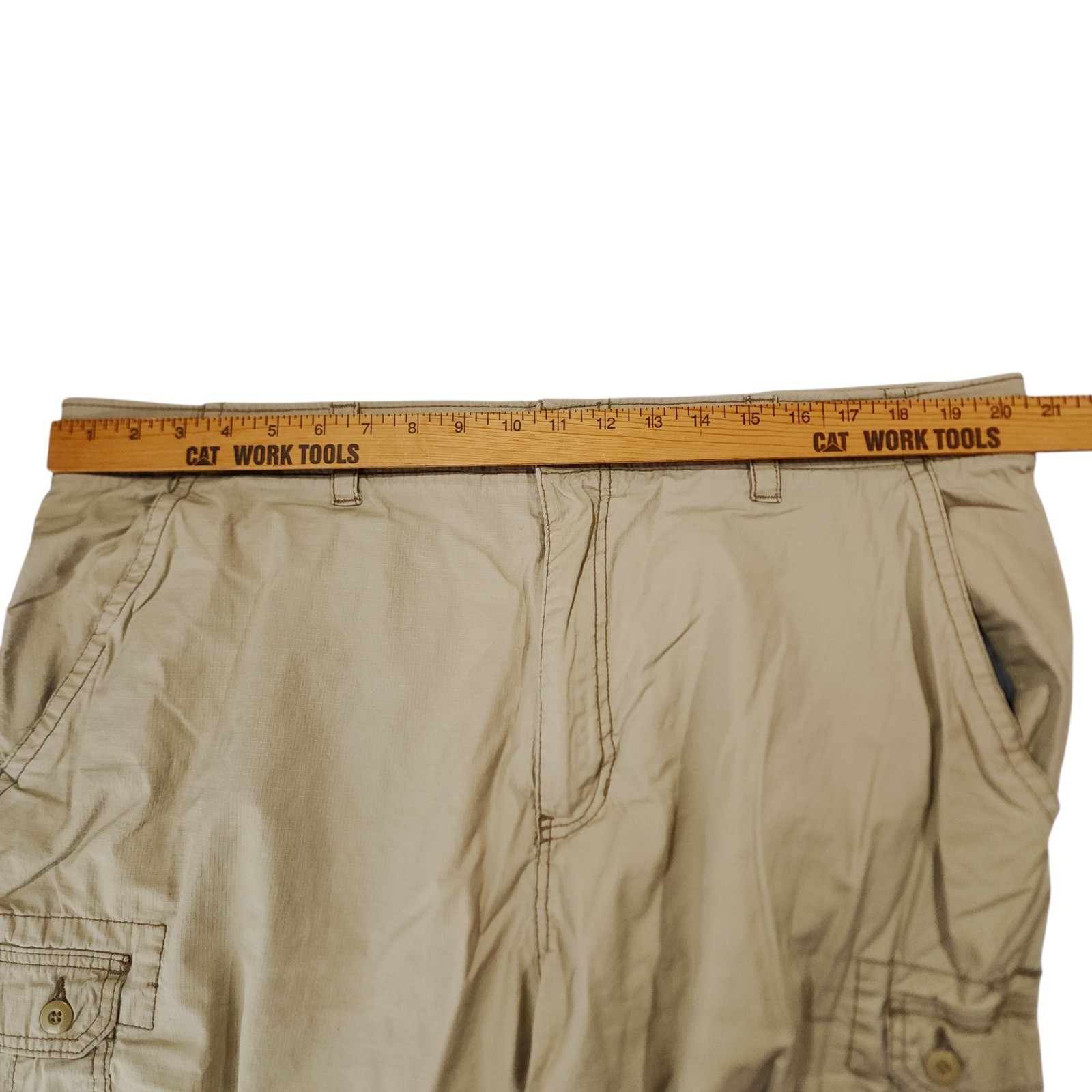 WearFirst Cargo Short 42 Men Beige Ripstop Skater Grunge Streetwear Hike 11″ 24″