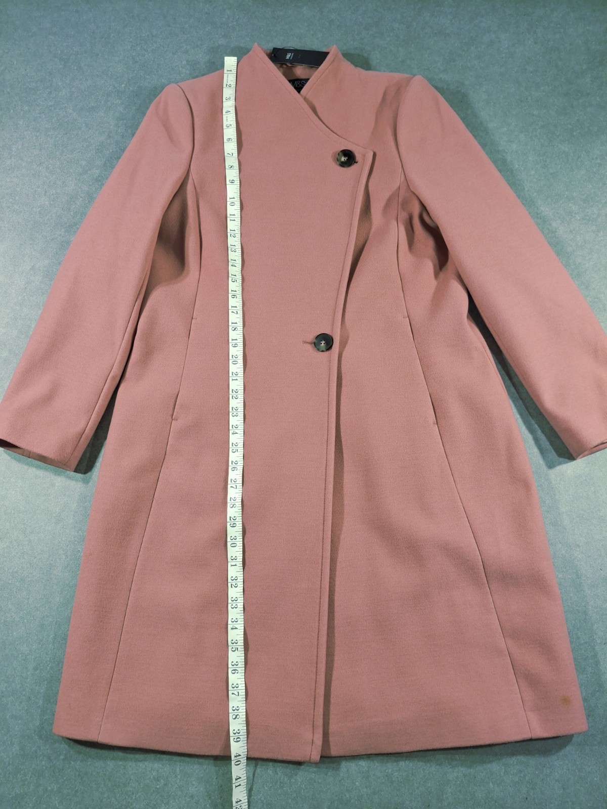 M&S Collection Car Coat Long Womens UK14 Pink Terracotta Button Casual BNWT