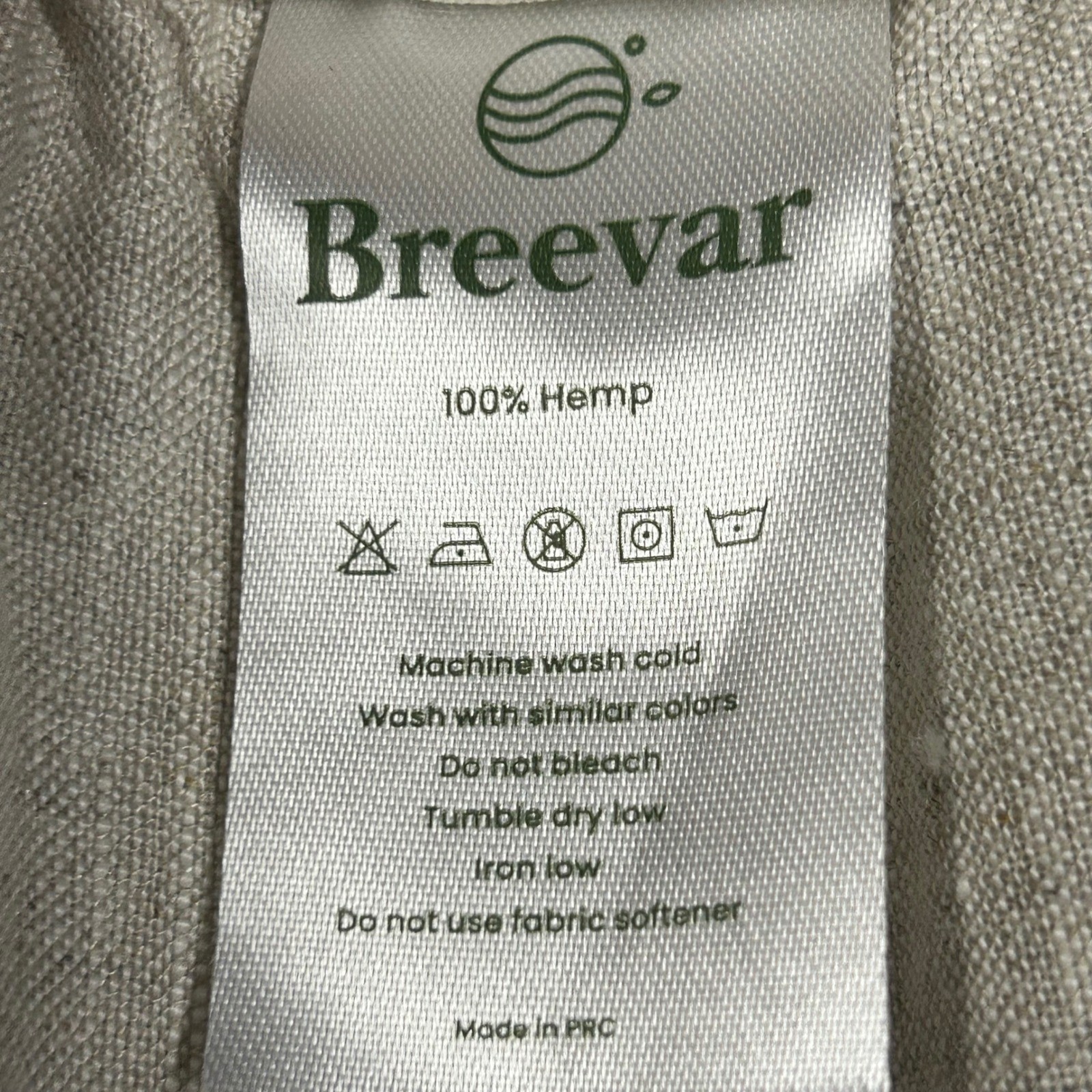 Breevar Womens Hemp Sleepwear Pajama Set L Natural Top Pants Sustainable