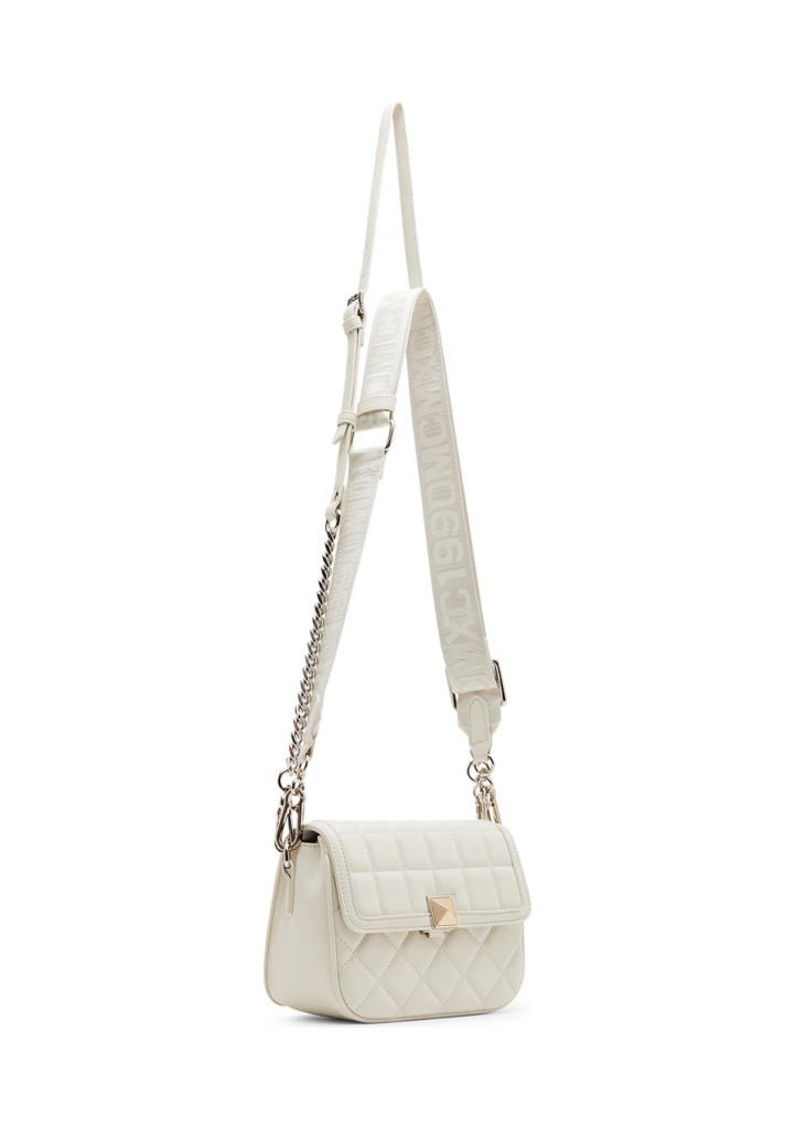 Steve Madden BCarla Crossbody Bag Quilted Chalk White Silver