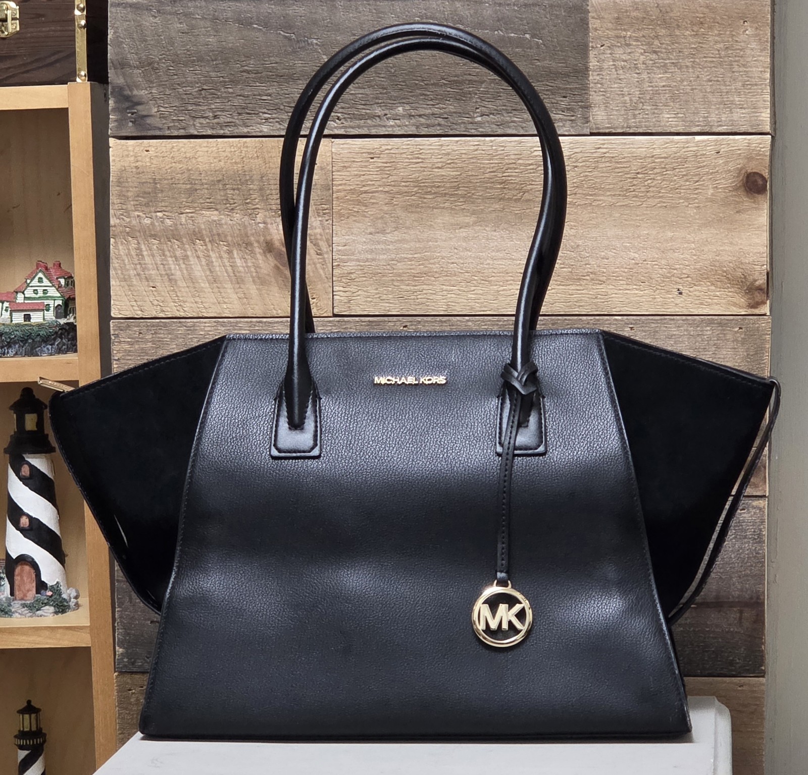 Michael Kors Avril Extra-Large Leather Top-Zip Tote Bag Leather Premium Suede
