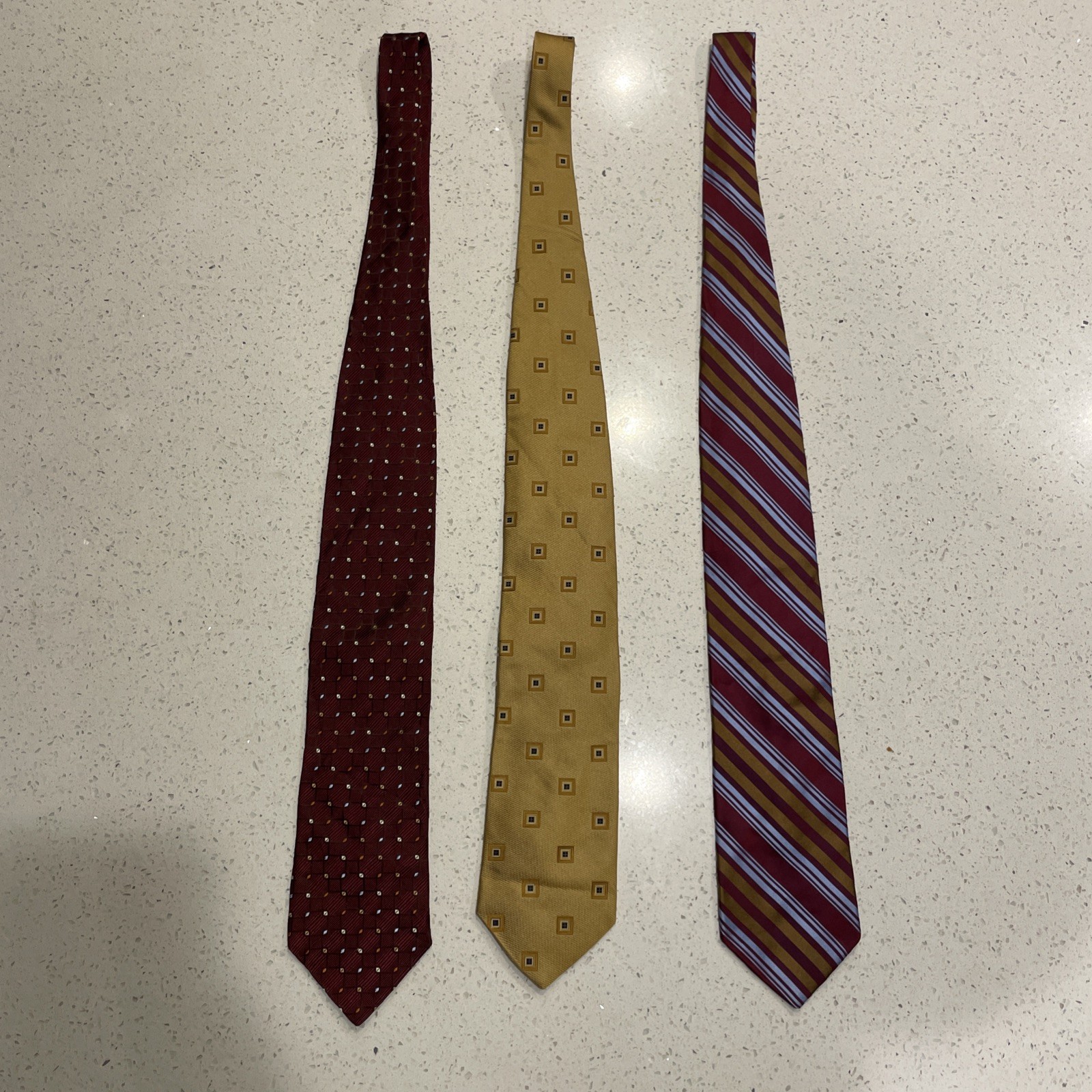 Hart Schaffner Marx Silk Ties Lot Geometric Medallion And Stripe 3pcs Multicolor