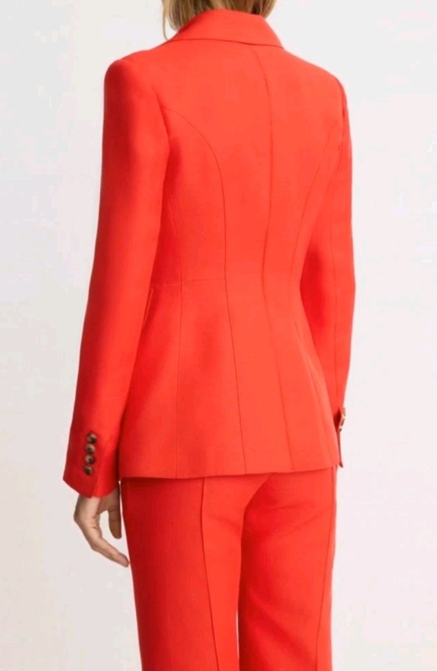Smythe Seamed Blazer and Wide Leg Pant in Poppy Nwot Linen Blend Size US 2