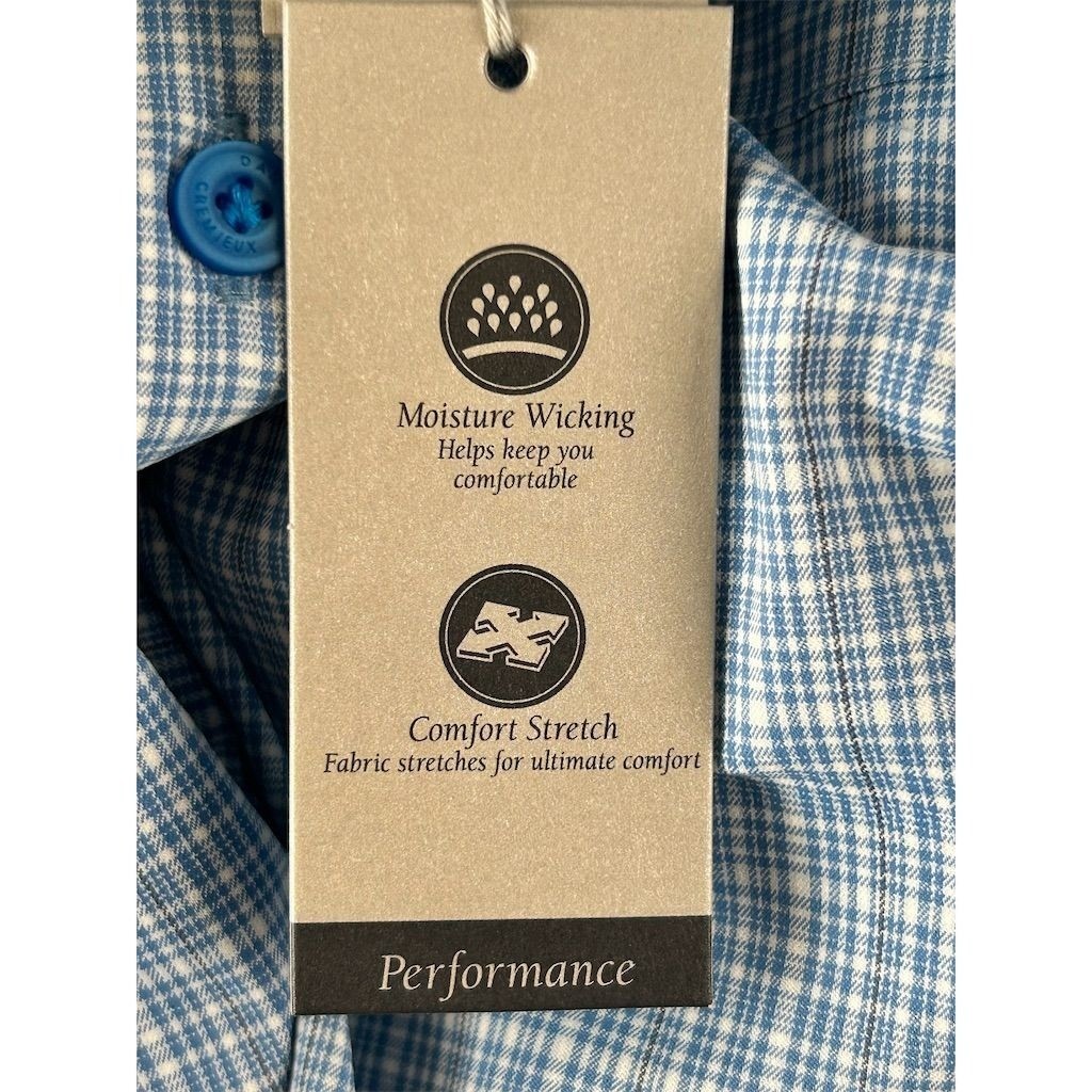 NEW Daniel Cremieux Performance Mens SMALL Blue Plaid Short Sleeve Shirt