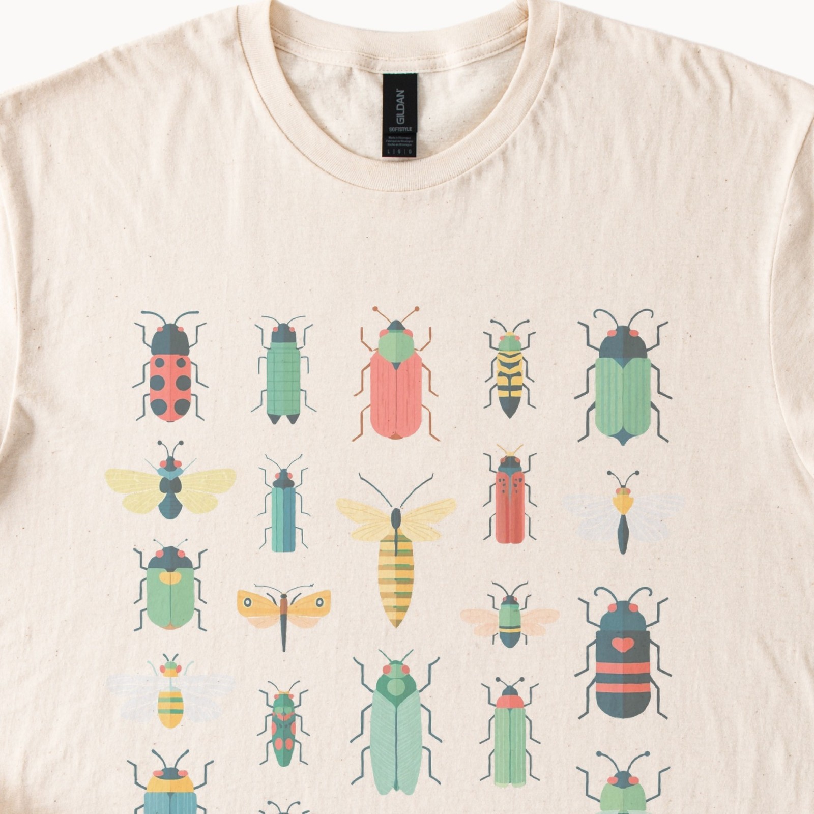 Illustrated Insects Graphic Tee Beetle Bug Collection Nature Art Shirt