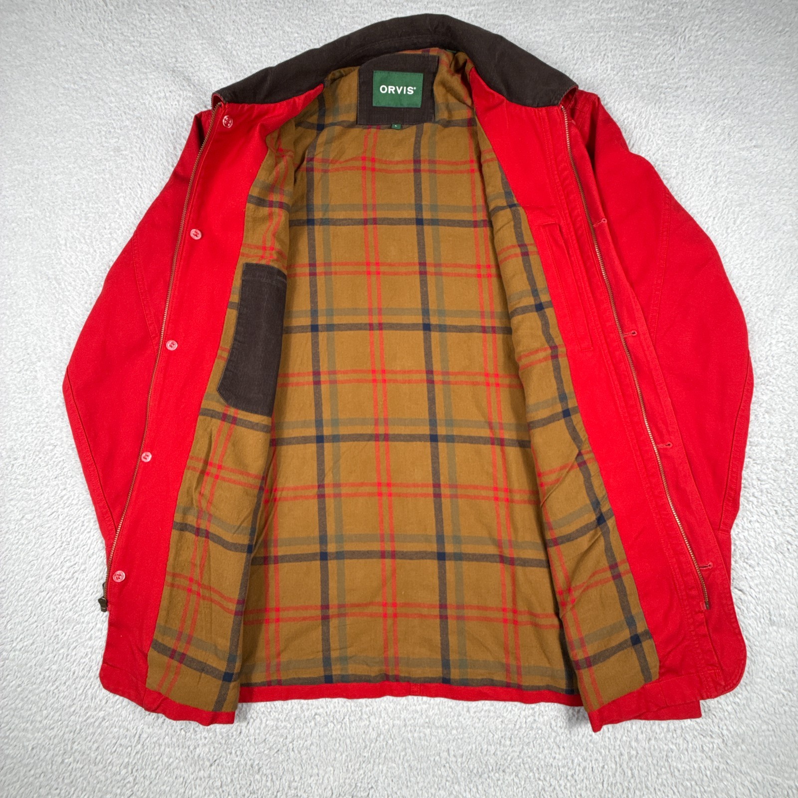 Orives Jacket Mens Large Field Work Chore Utility Flannel Lined Corduroy Collar