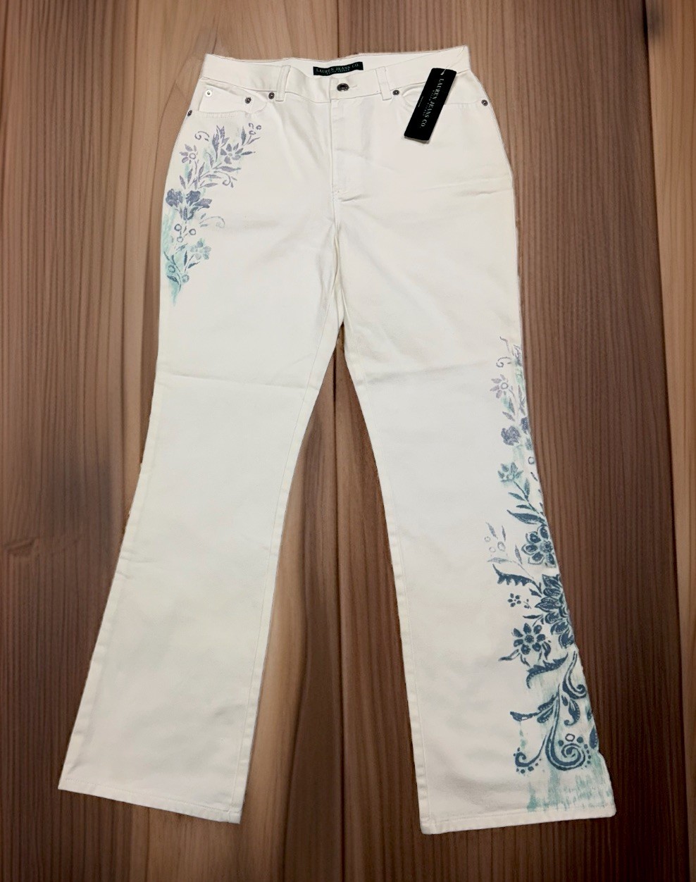 Vintage Lauren Ralph White Jeans Size 8 NWT Y2K Flare Bootcut Women New Denim