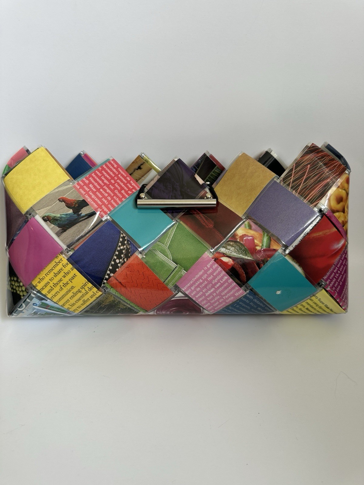 Nahui Ollin Multicolor Woven Shoulder Bag with Silver Chain Strap