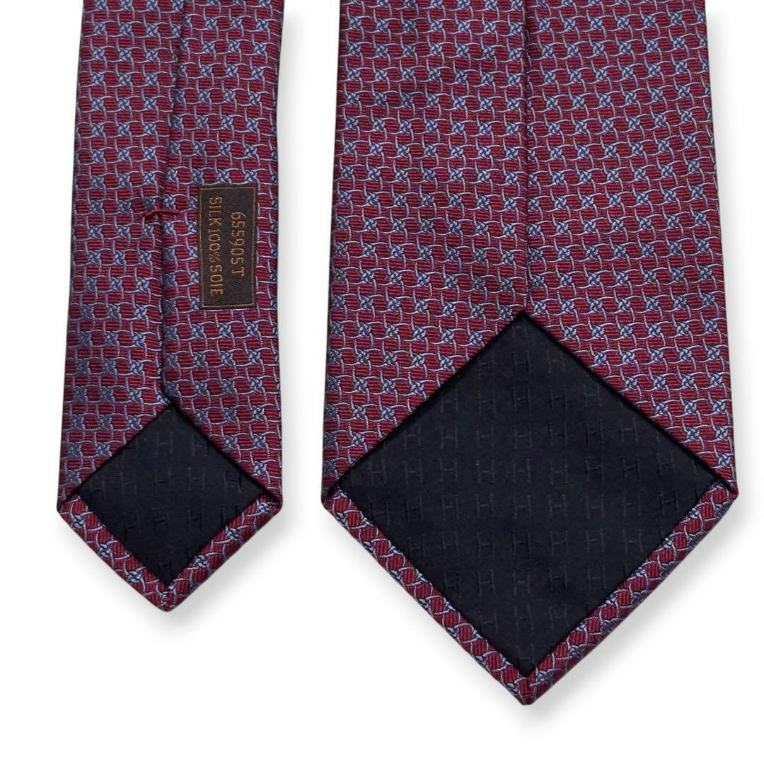 Condition HERMES Tie Pattern Jacquard Glossy 8cm