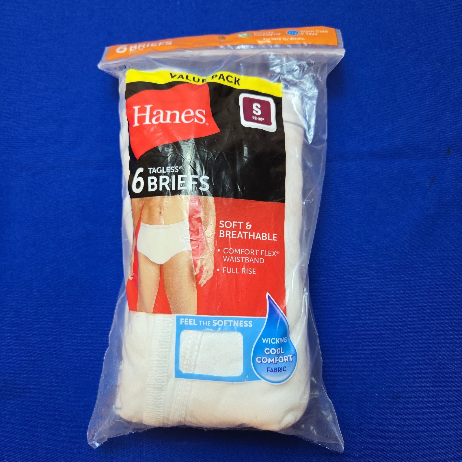 Hanes 6 pack Tagless Men’s white briefs Size S 28-30″ Wicking Cooling NEW