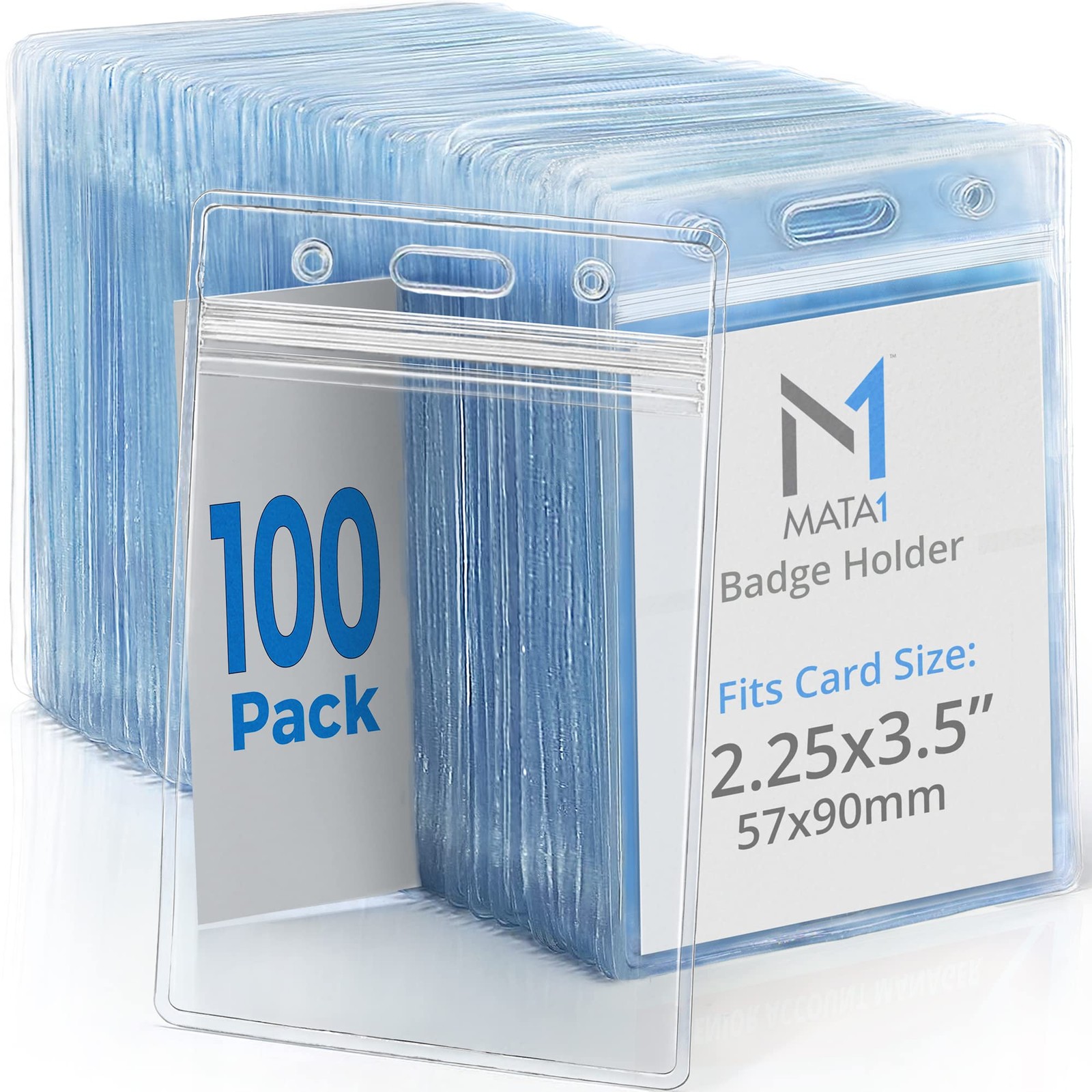 -USA Extra-Thick Vertical ID Name Badge Holder (Clear, 2.25×3.5 Inch, 100 Pac…