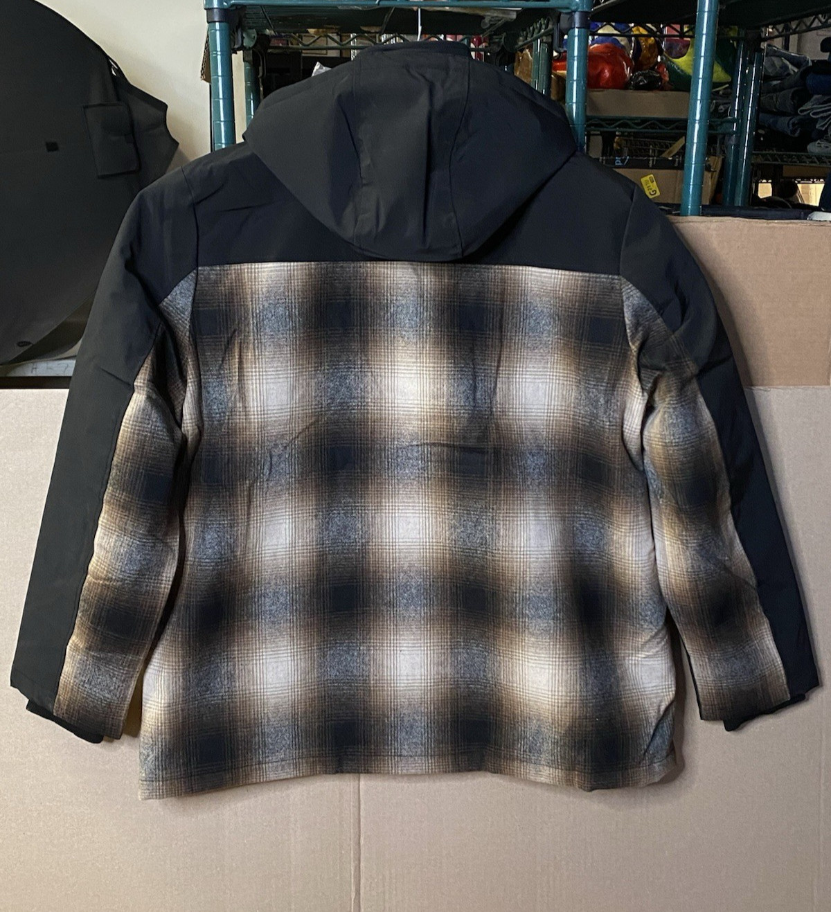 Pendleton Men’s Softshell Wool Blend Jacket Black Brown Plaid Hooded 2XL New