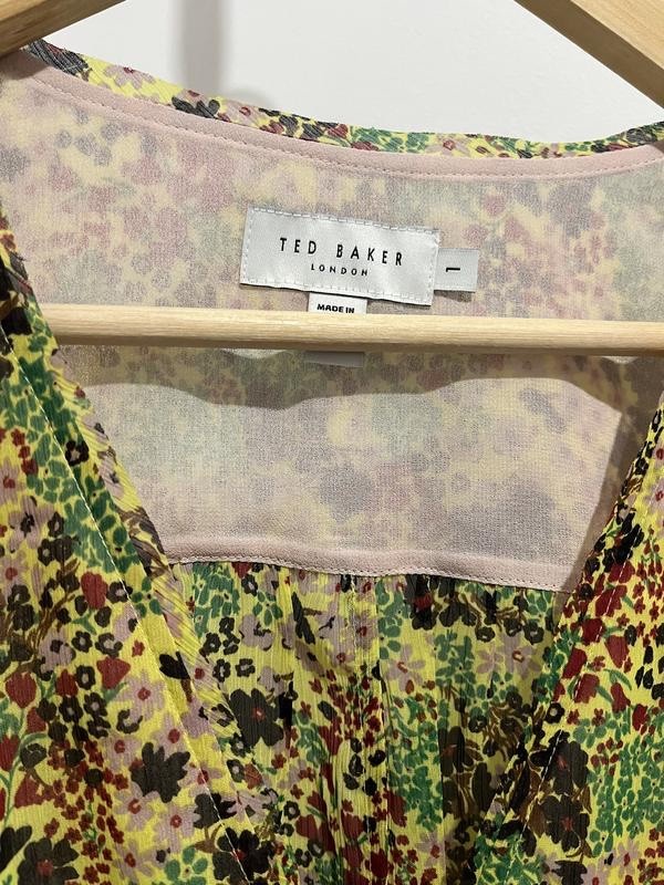 Ted Baker London Green & Yellow Printed Blouse Top UK 8 / EU 36 / US 4