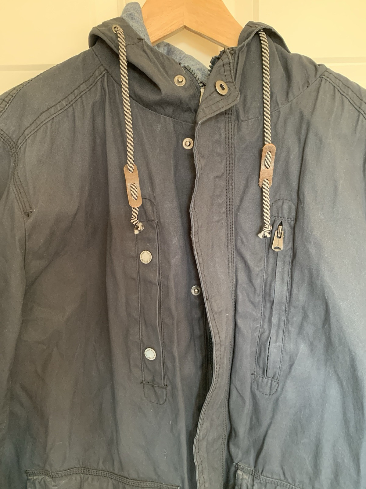 Genuine Jasper Conran Jacket Women’s XL Blue Cotton Hooded Coat – Free Returns