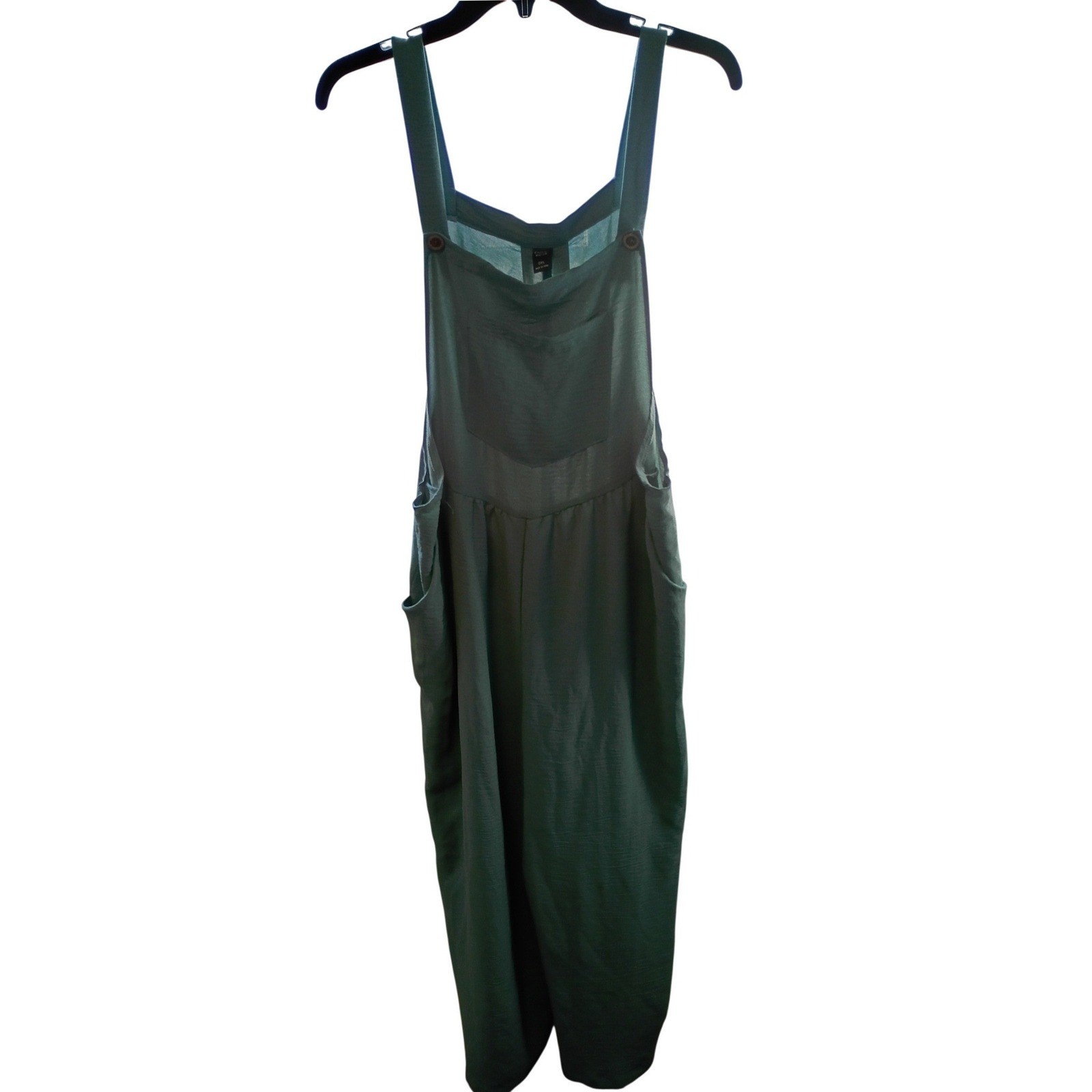 Emery Rose Sage Green Wide Leg Overall Jumpsuit Textured 0XL Plus Size Boho