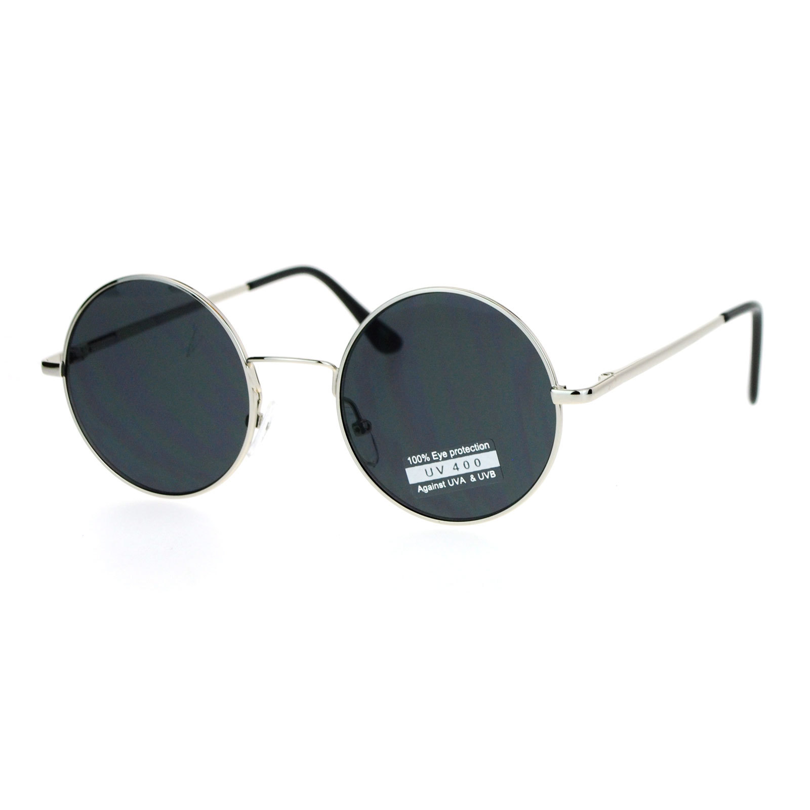 Round Circle Frame Sunglasses Unisex Thin Metal Spring Hinge Flat Lens