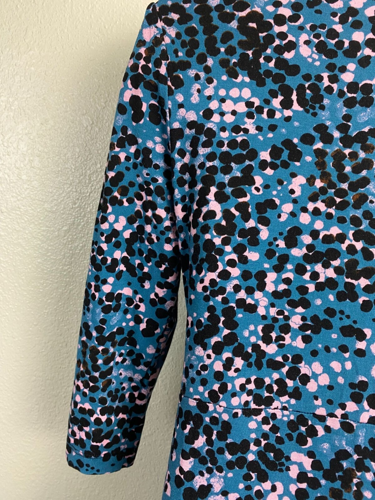 Seraphine Blue Abstract Maternity Dress Women Size 4 3/4 Sleeve Jersey Stretch
