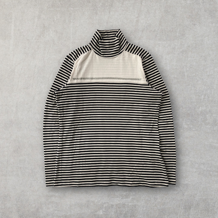 Soft Brushed texture Striped High Neck Top Paneled Rhinestone Accent Pullover