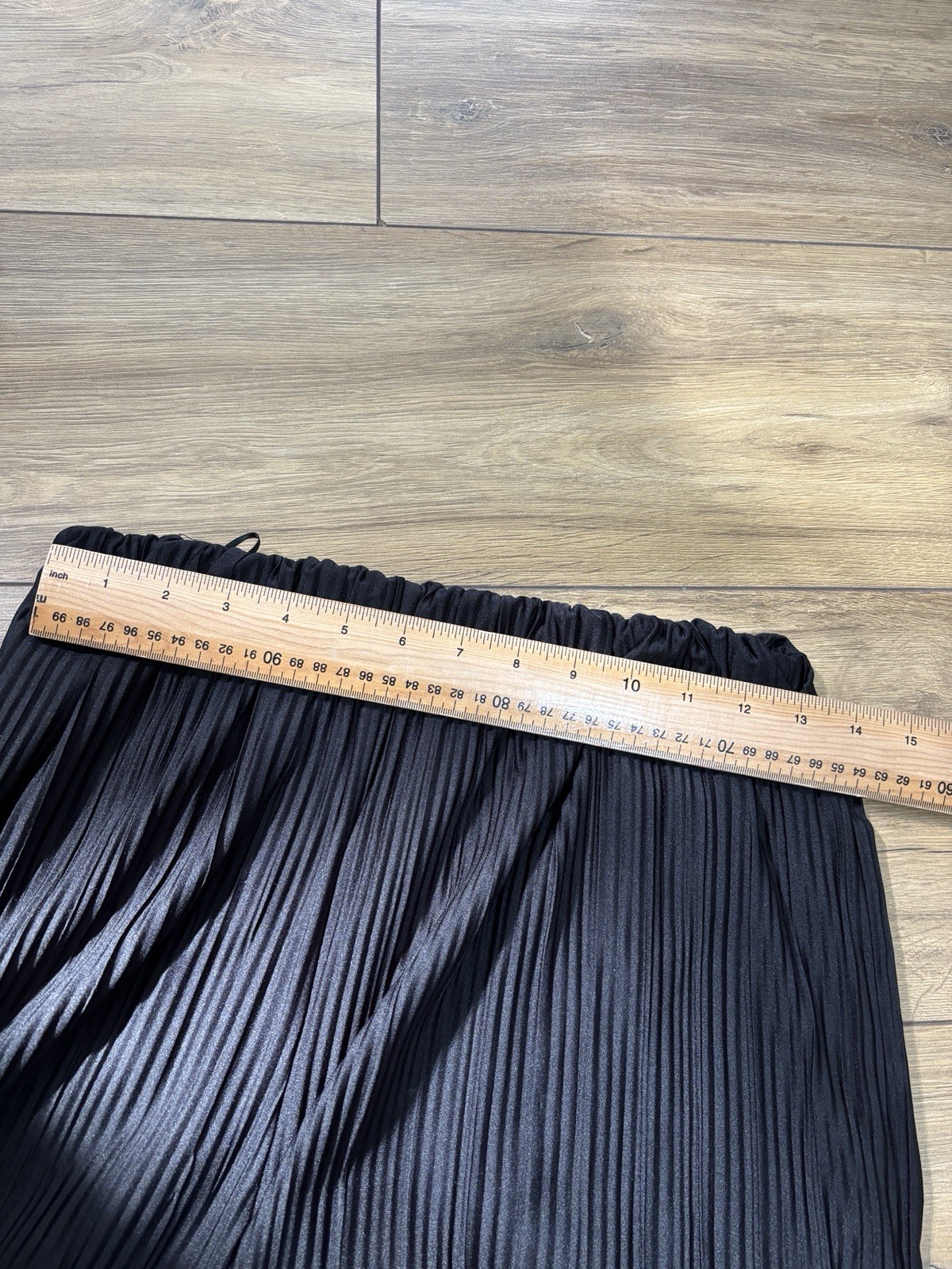 Mint Velvet Plissé Trousers Size Small Black Elasticated Waist Wide Leg *Read*