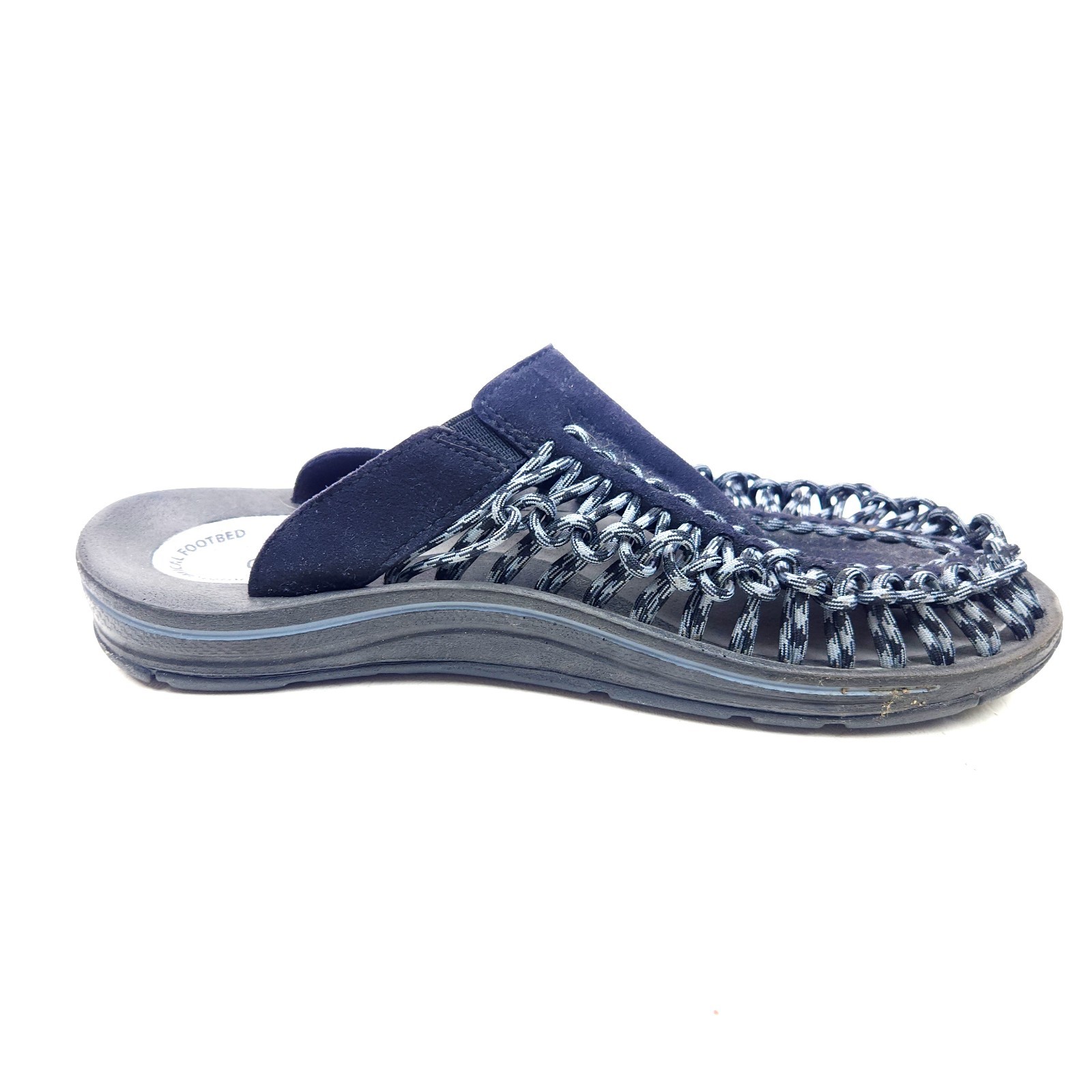 Keen Uneek Slide Slip On Mule Sandals Black Gray Rope Cord Men’s Size 8.5