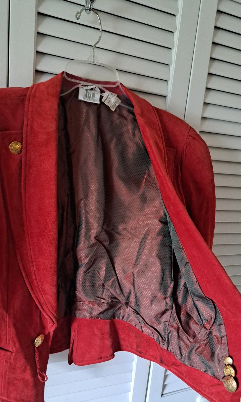 Madeleine Size 40/12 Red Genuine Leather Suade Jacket