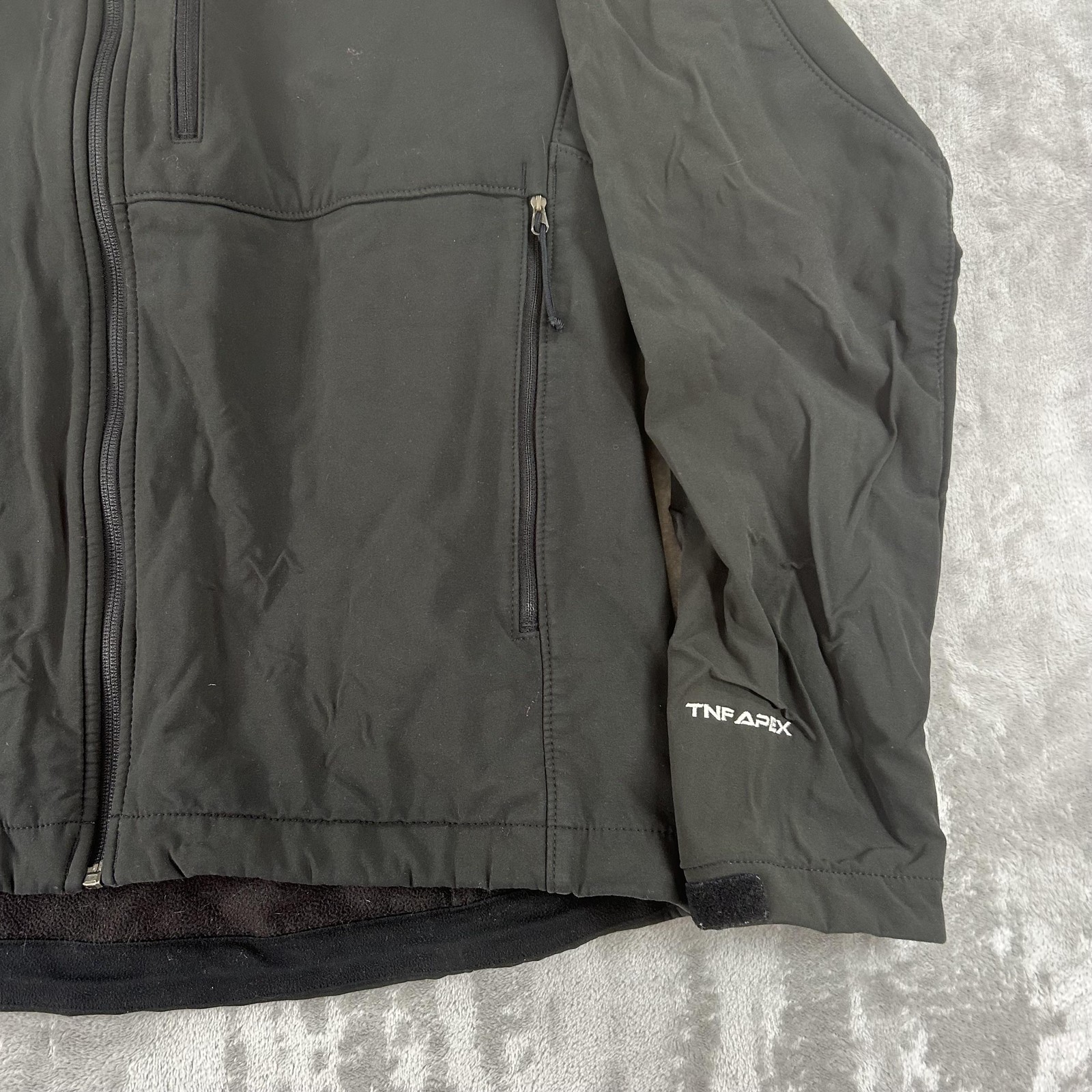 The North Face TNF Apex Jacket Mens Large Black Softshell Full Zip Fleece Lined