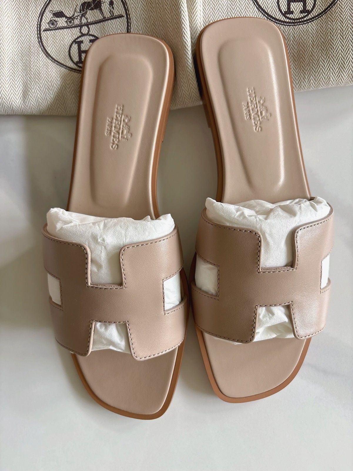 brand new hermes oran sandal beige cream camel nude multiple size 37 38 39 40 41